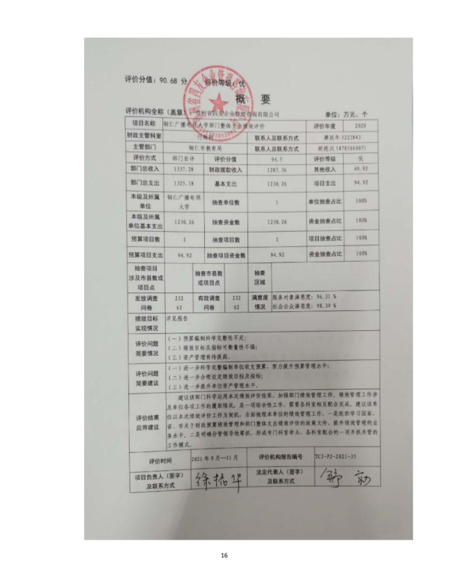 铜仁广播电视大学2021年度部门决算